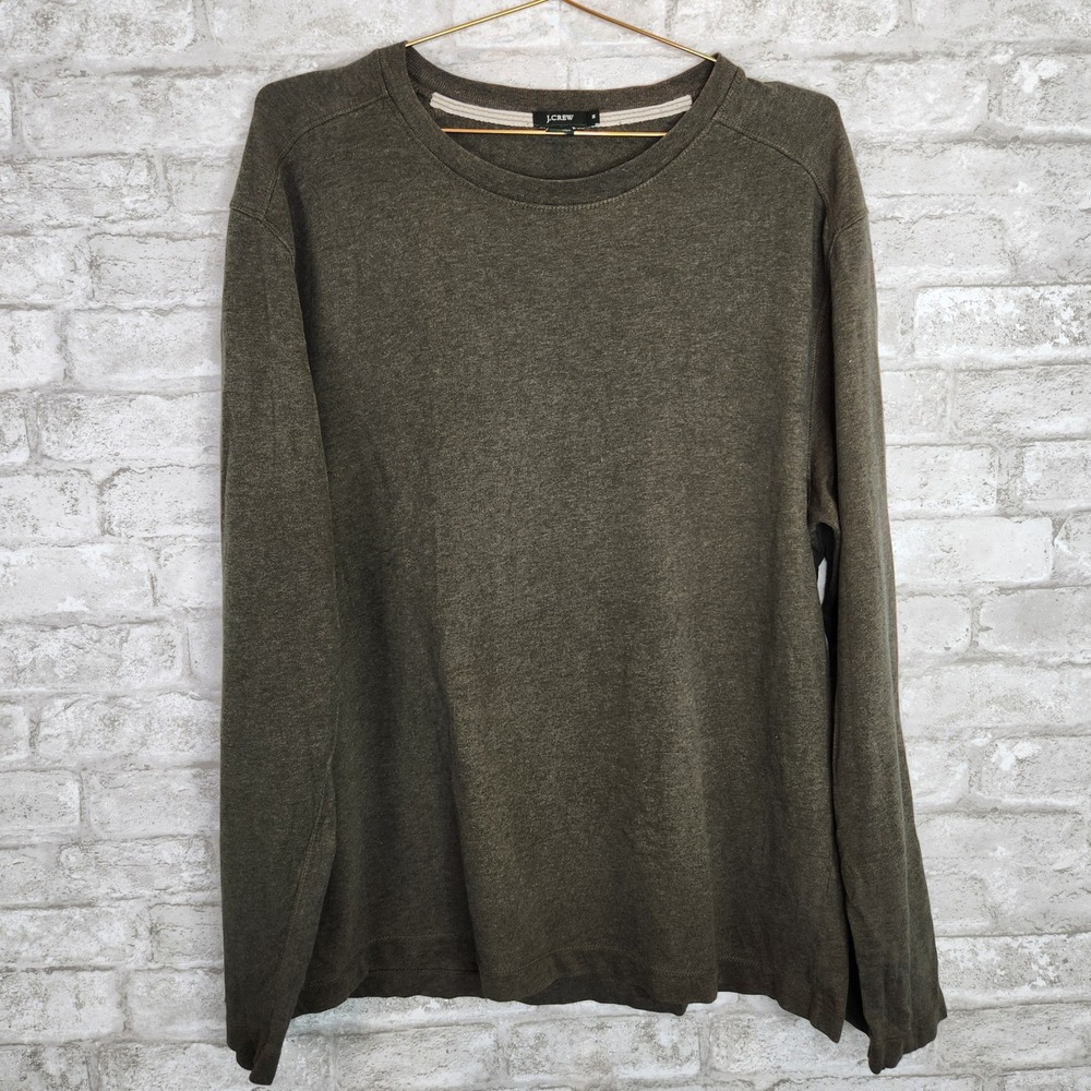 J.Crew Long Sleeve Crewneck Pullover Olive Green Classic Casual Size M